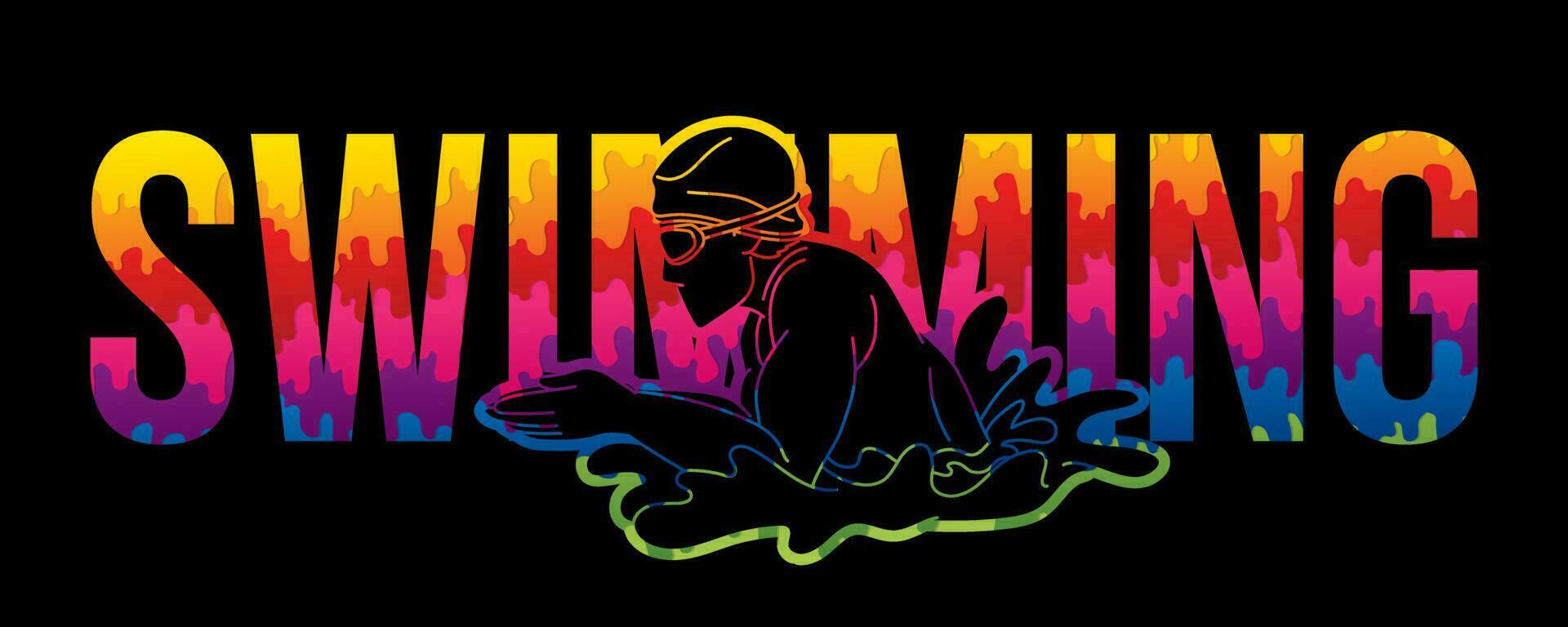Colorful Swimming Sport Text Design vector
