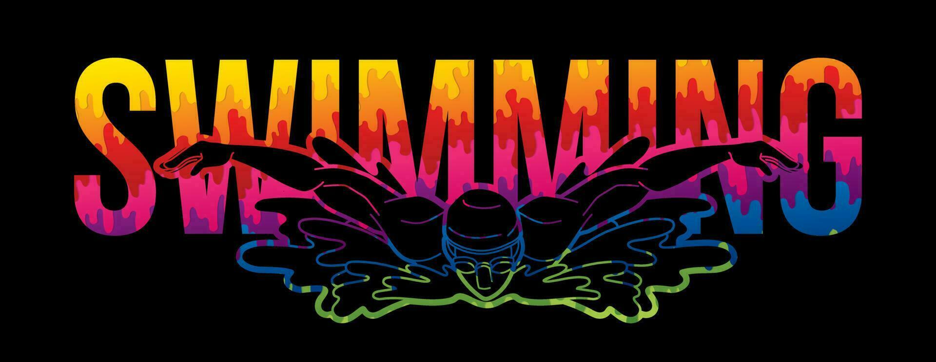 Swimming Sport Text Graffiti vector