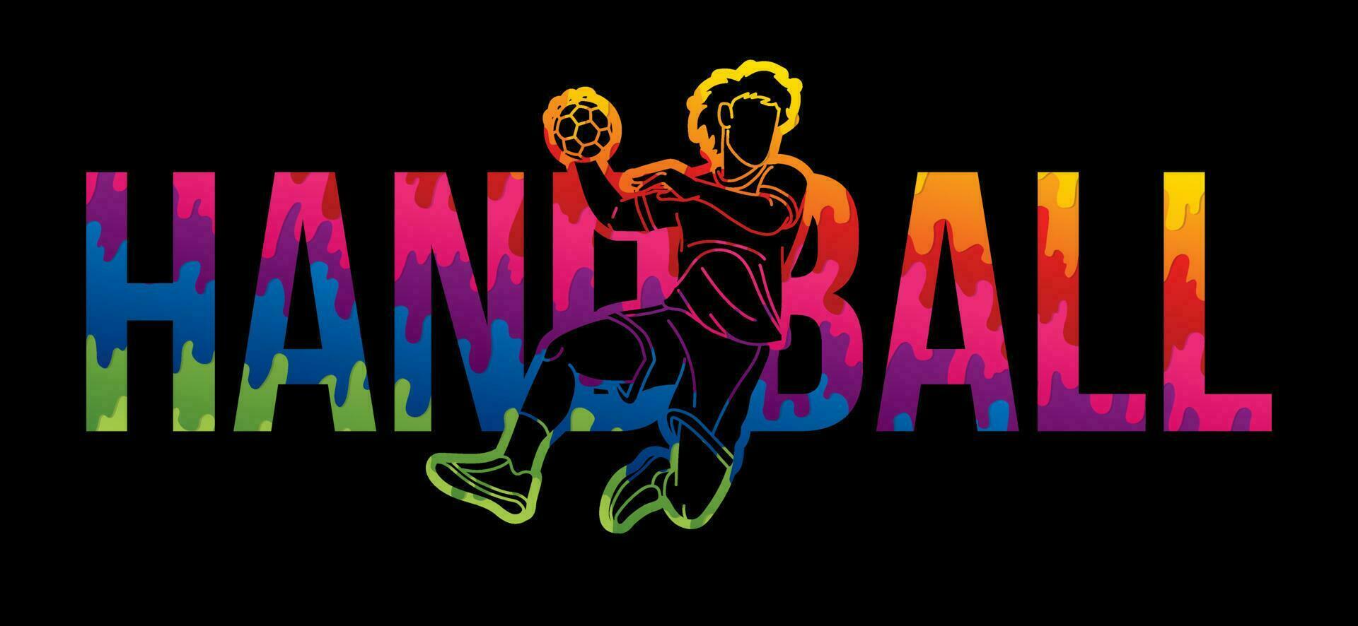 Handball Sport Text Design Cartoon Graphic Vector