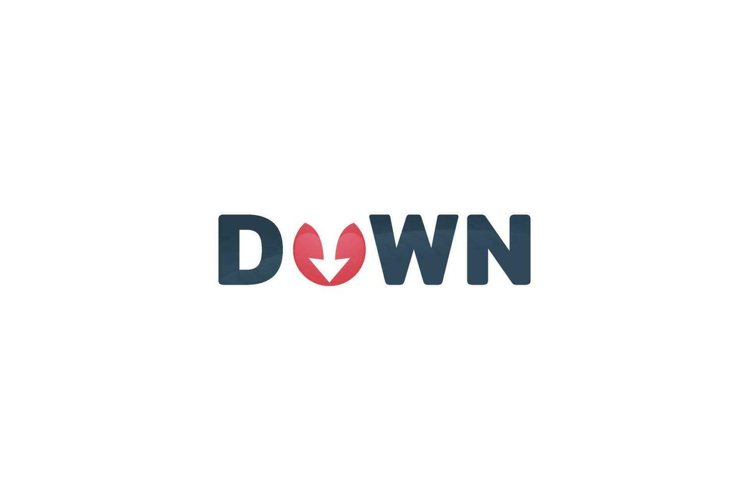 down logo with a combination of down lettering with a down arrow on the letter o. vector