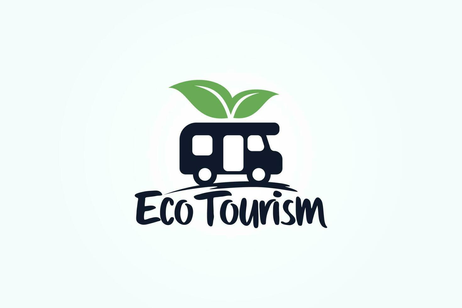 eco tourism logo with a combination of an rv car and leaves vector