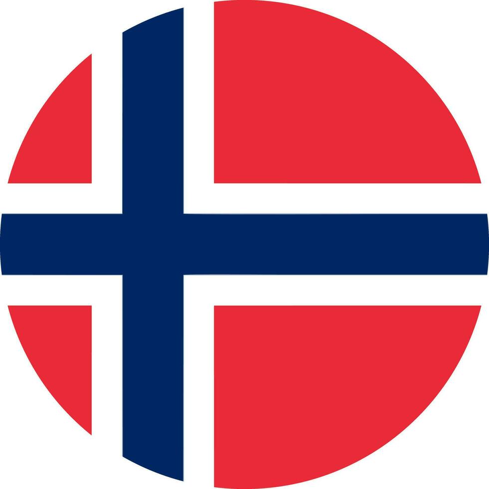 round Norwegian flag of Norway vector
