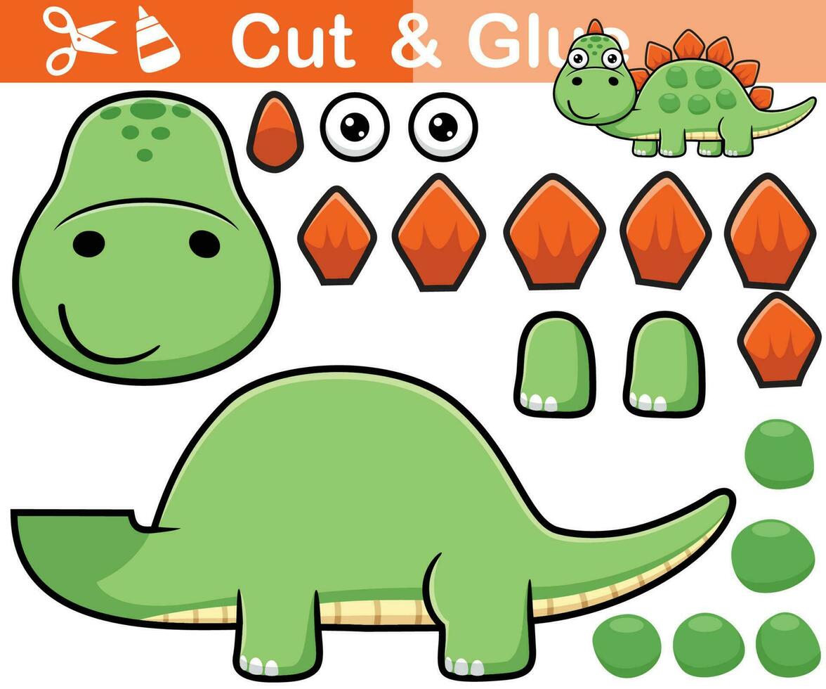 vector ilustración de estegosaurio dibujos animados. educación papel juego para niños. separar y pegar