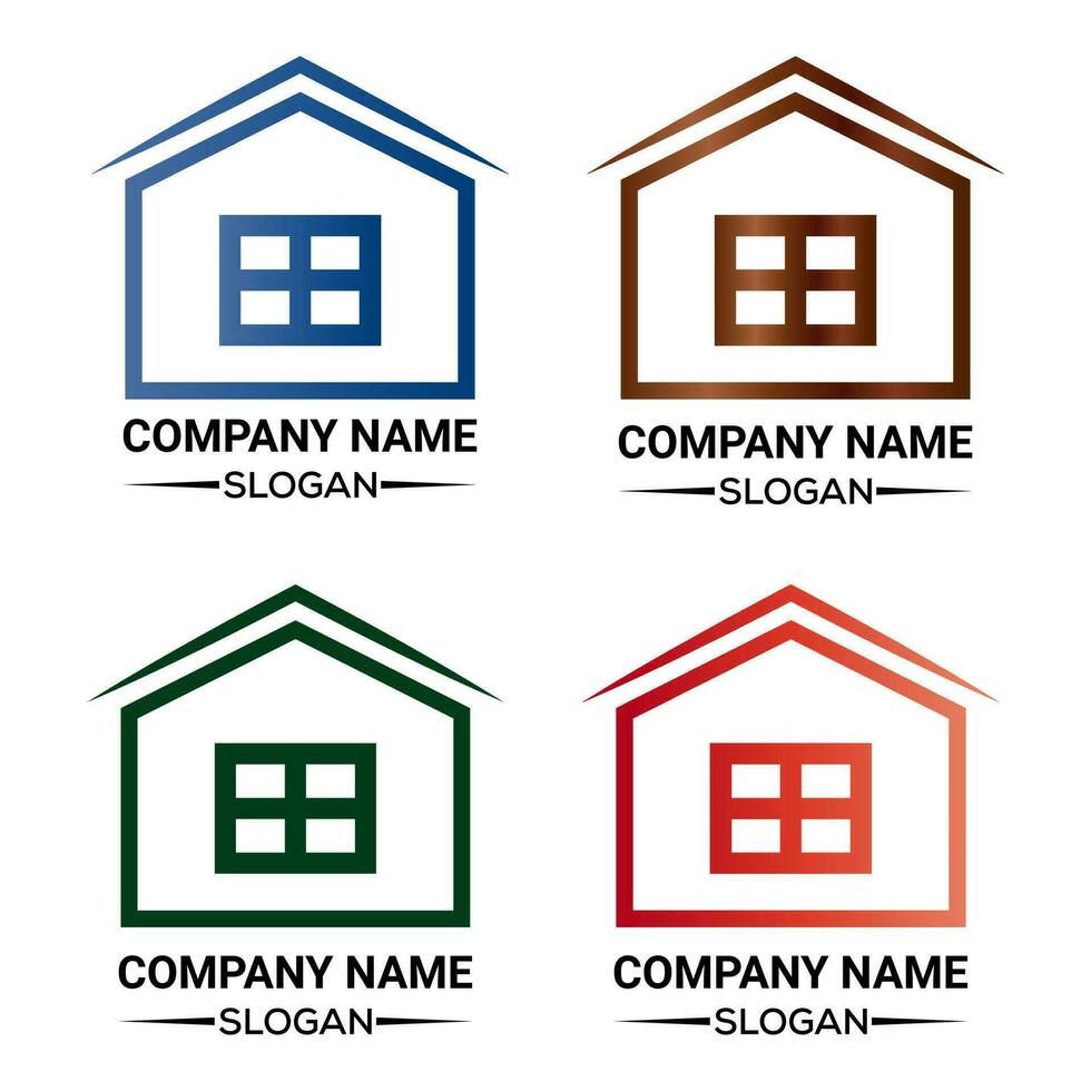 Buildings Logo. House Logo Vector Design. Real Estate Logo, Building Logo, Roof Logo Template. Free vector illustration.