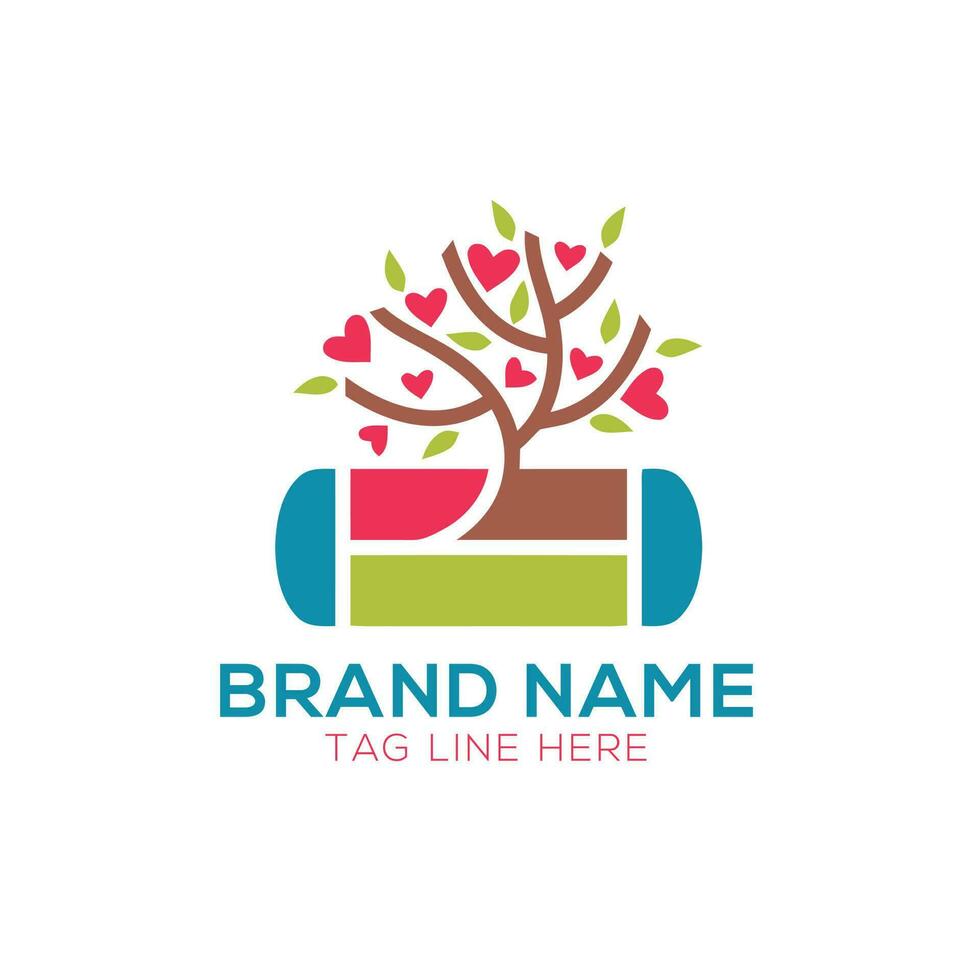 Tree with soil farming agriculture logo design inspiration vector