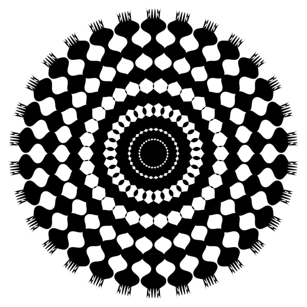 Abstract radial element on white, geometric shape. Mandala circle on a white background vector. vector