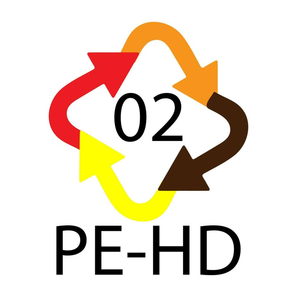02 PEHD icon symbol of Highdensity polyethylene on white background. Free vector illustration.