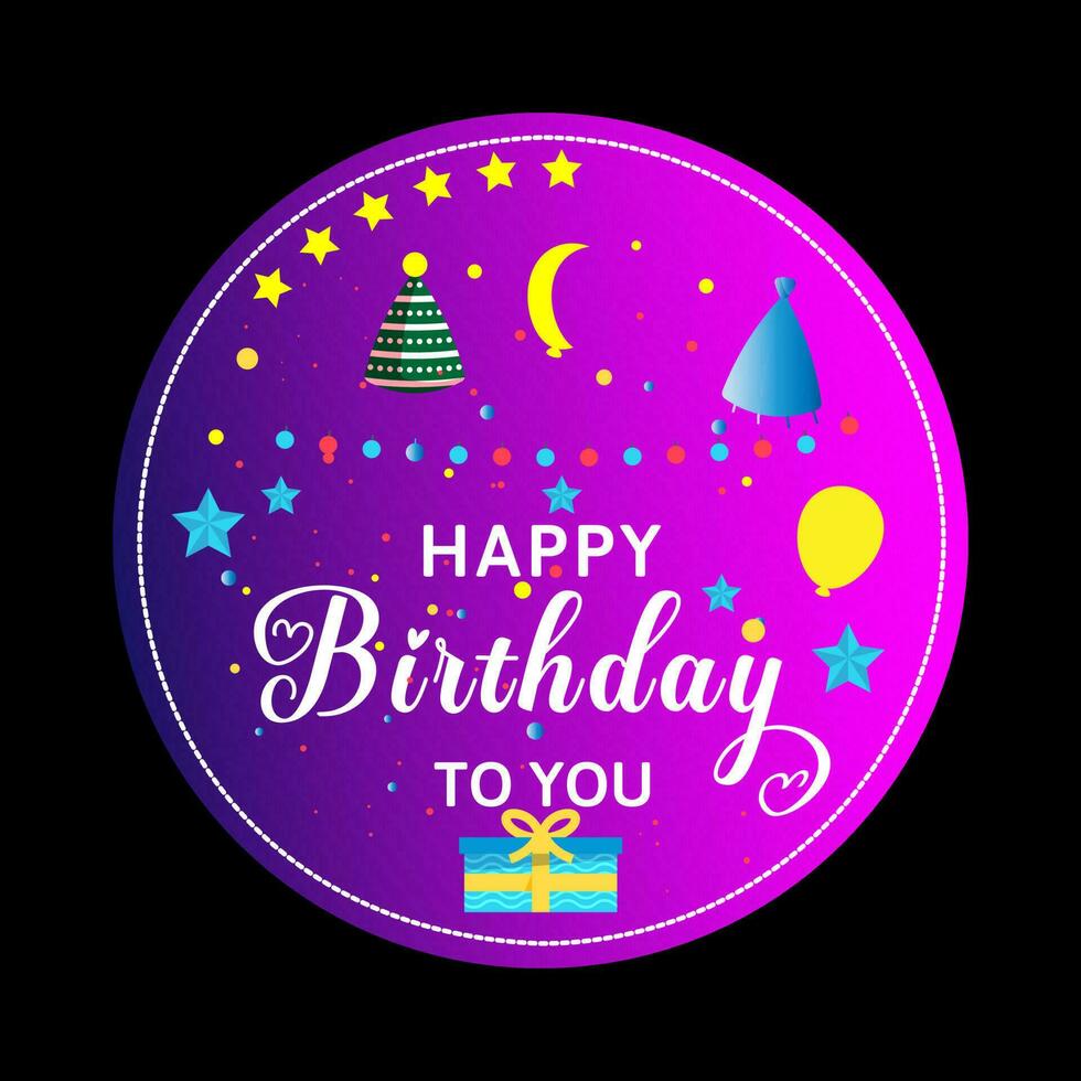 Happy Birthday typography vector design for greeting cards and poster with balloon, confetti and gift box, design template for birthday celebration. Free vector.