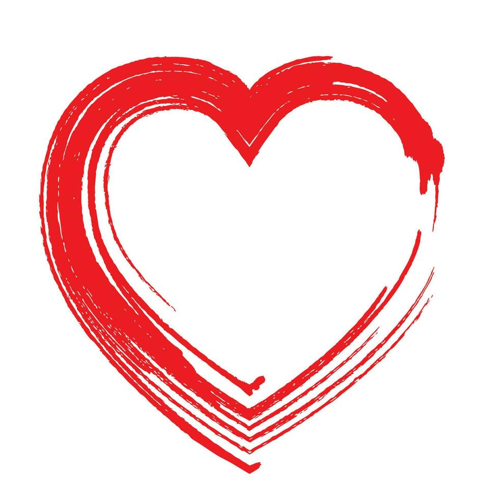 Free Vector Heart Icon for Graphic Design Projects. Valentine day, illustration vintage design element. Grunge Heart icon with brush Free Vector.