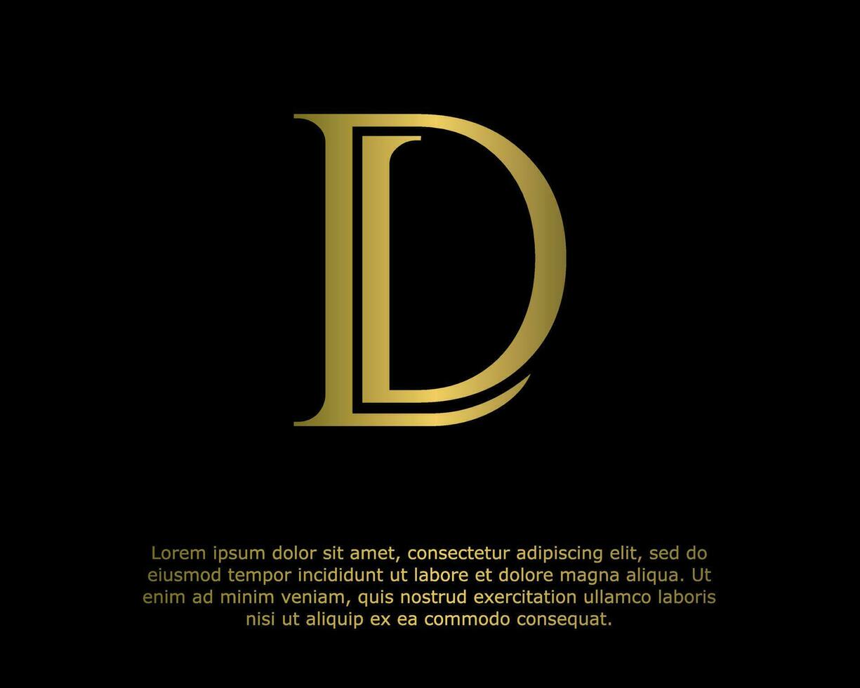 vector initials alphabet logo icon LD. Simple luxury elegant logo for business. Gold shining font logo