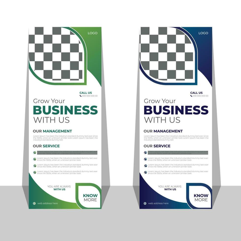 Roll Up Banner Business Roll Up Banner stand vector creative design. Sale banner stand or flag design layout. Modern Exhibition Advertising vector Trend design