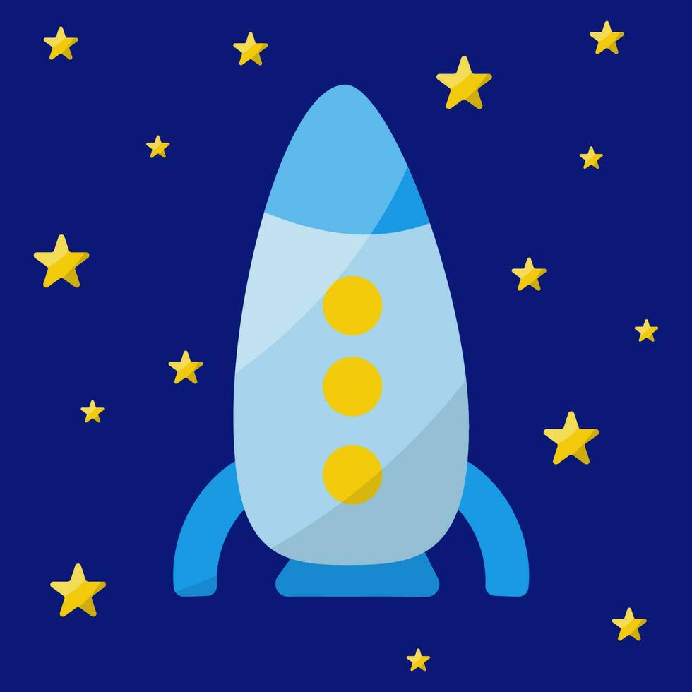 cohete espacio estrellas mosca noche juguetes niños vector
