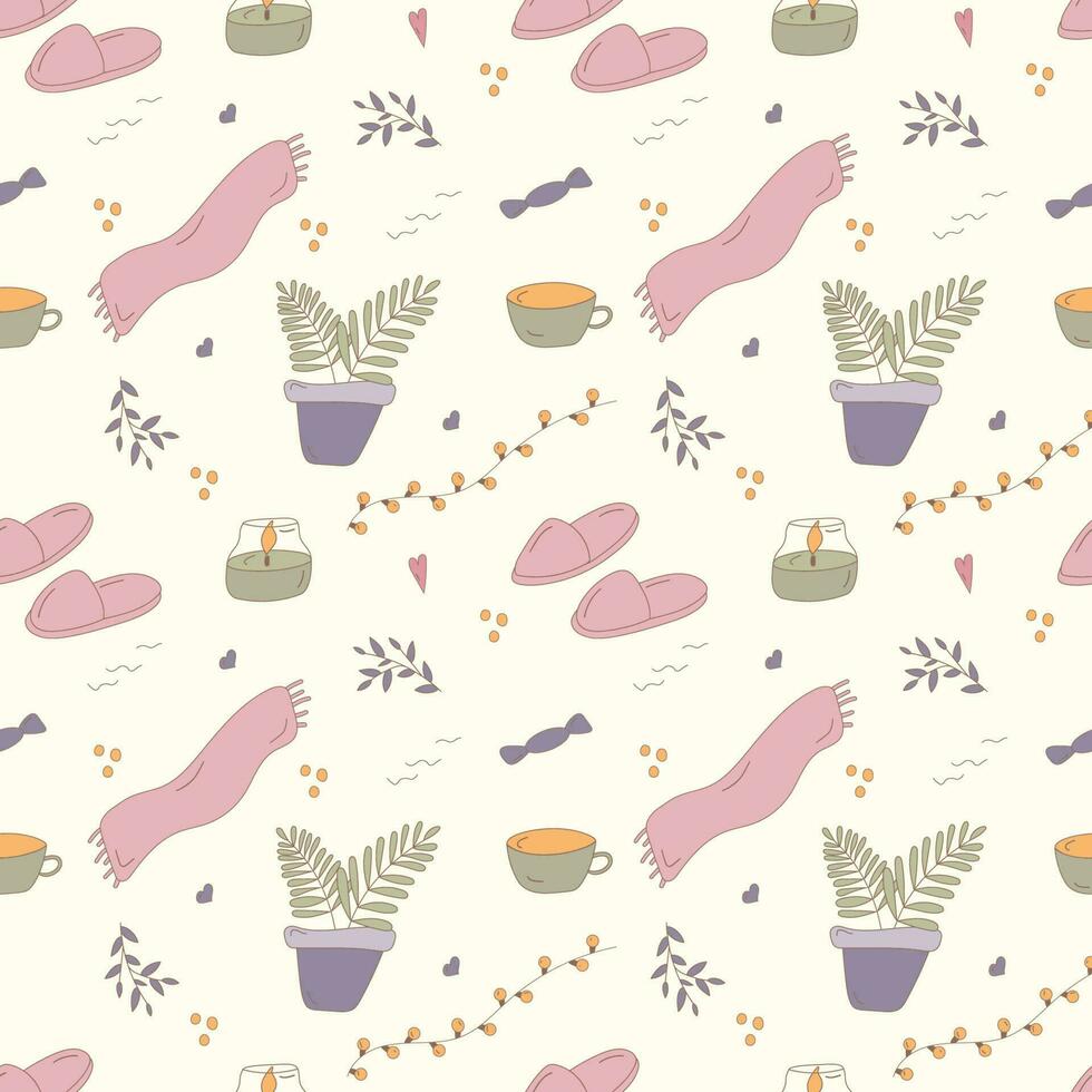 cozy elements warm safe light pattern vector