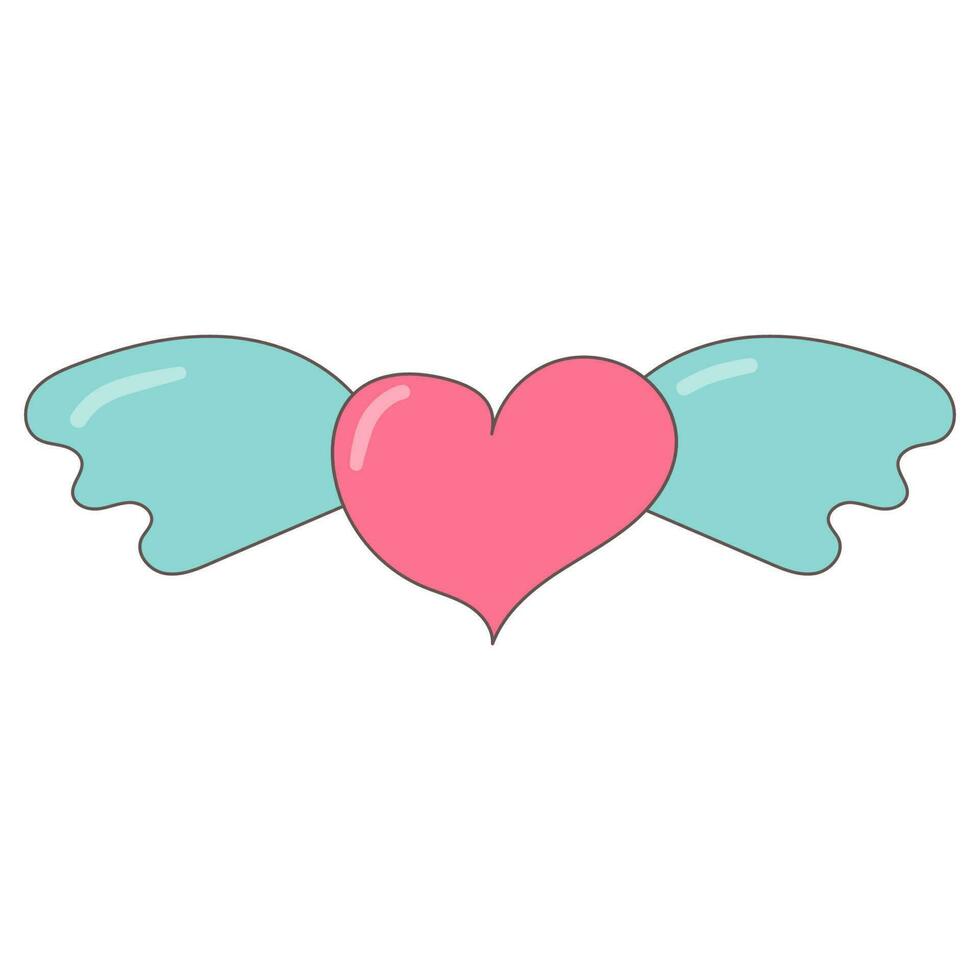 heart wings flying pink blue valentine's day love relationship wedding element vector