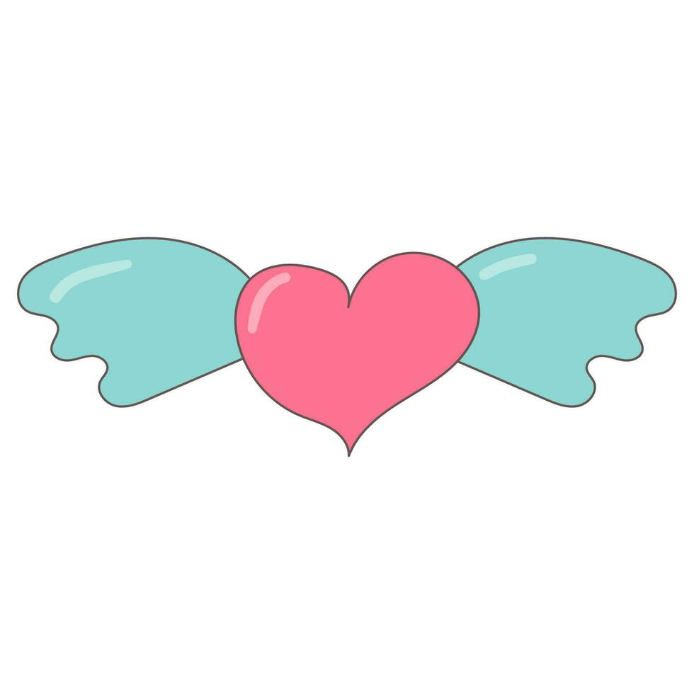 corazón alas volador rosado azul San Valentín día amor relación Boda elemento vector