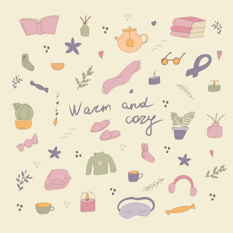 cozy elements warm safe light vector