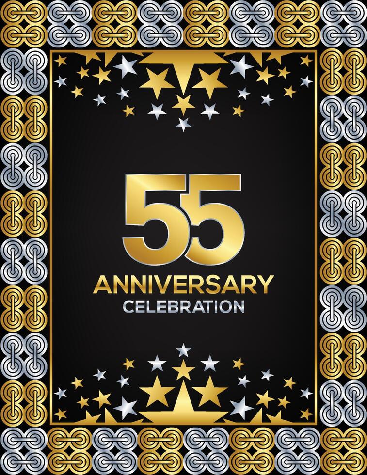 55 Years Anniversary Day Luxury Gold Or Silver Color Mixed Design, Company Or Wedding Used Card Or Banner Logo vector