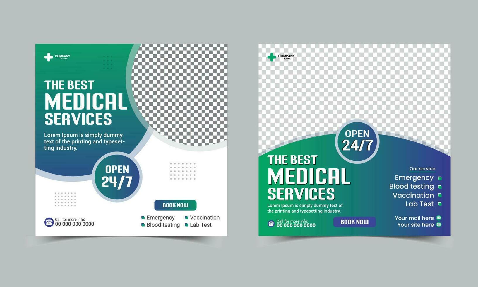 Medical social media post design for business promotion hospital banner template vector