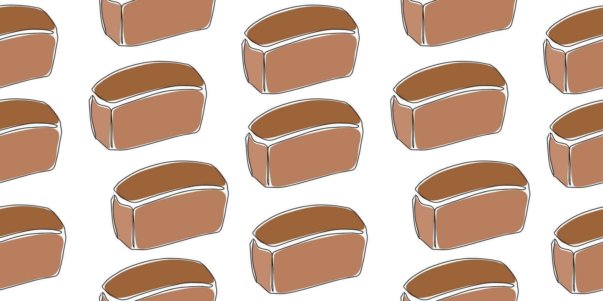 Seamless pattern of bread icons in one line. Vector illustration on a white background. Vector illustration