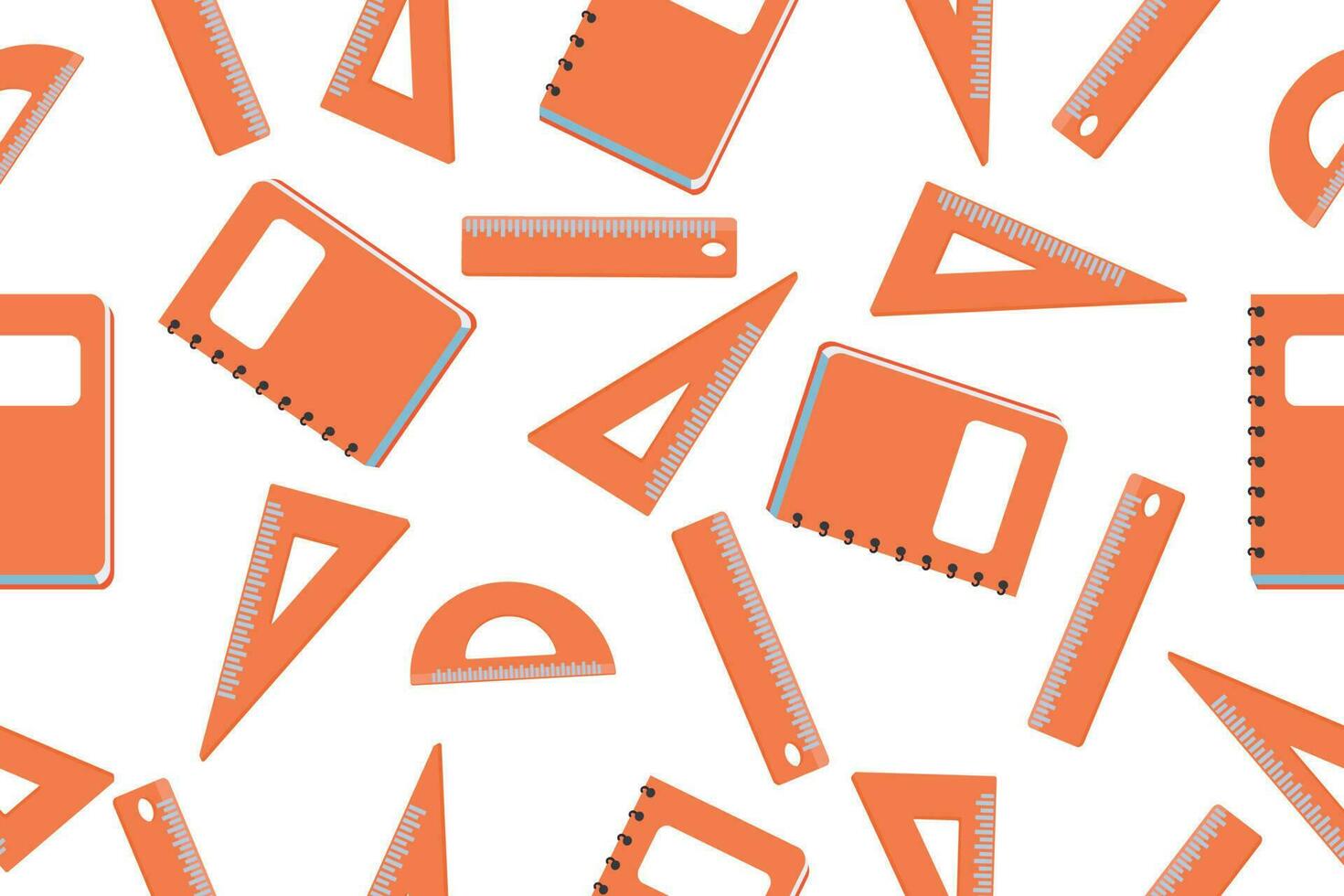 Seamless pattern of school rulers and notepad. School education, the concept of education, study, mathematics and geometry, drawing tools. Vector