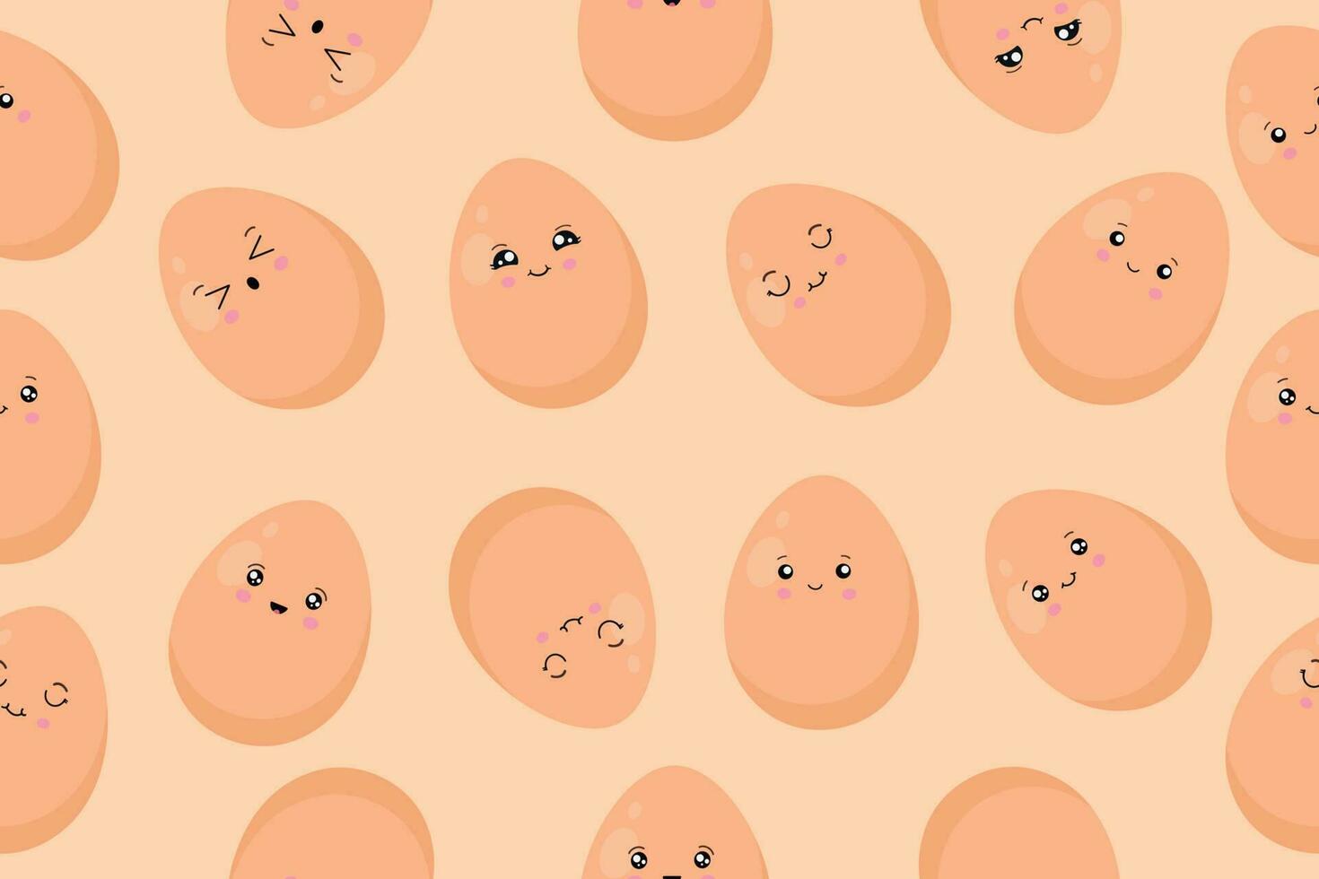 antecedentes desde huevos en kawaii estilo. huevos con gracioso caras. vector ilustración