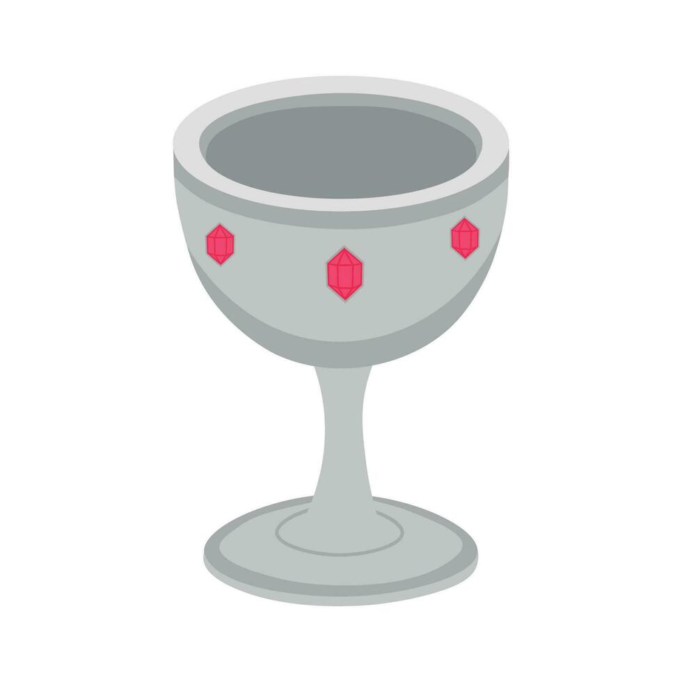 Silver goblet with red gems vector