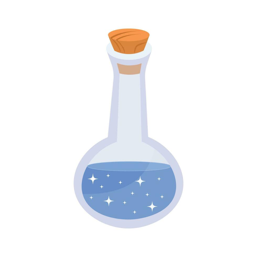 Blue potion in a bottle vector