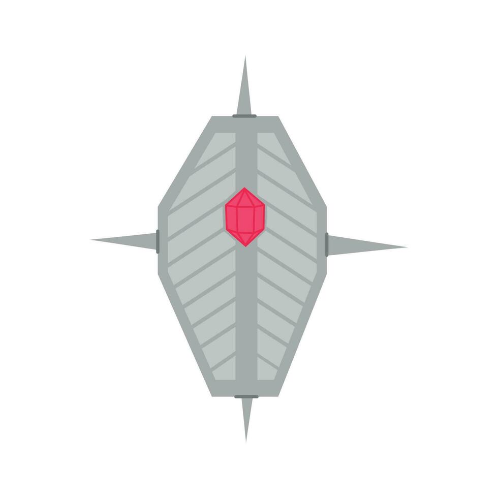Silver shield with red gem vector
