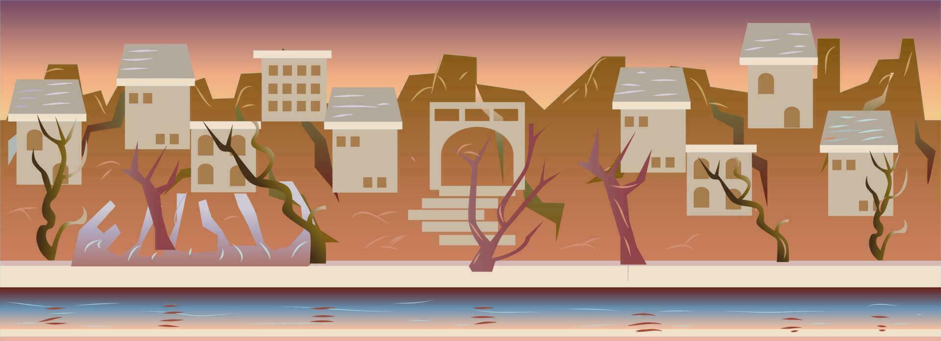 City by The Sea Game Background vector