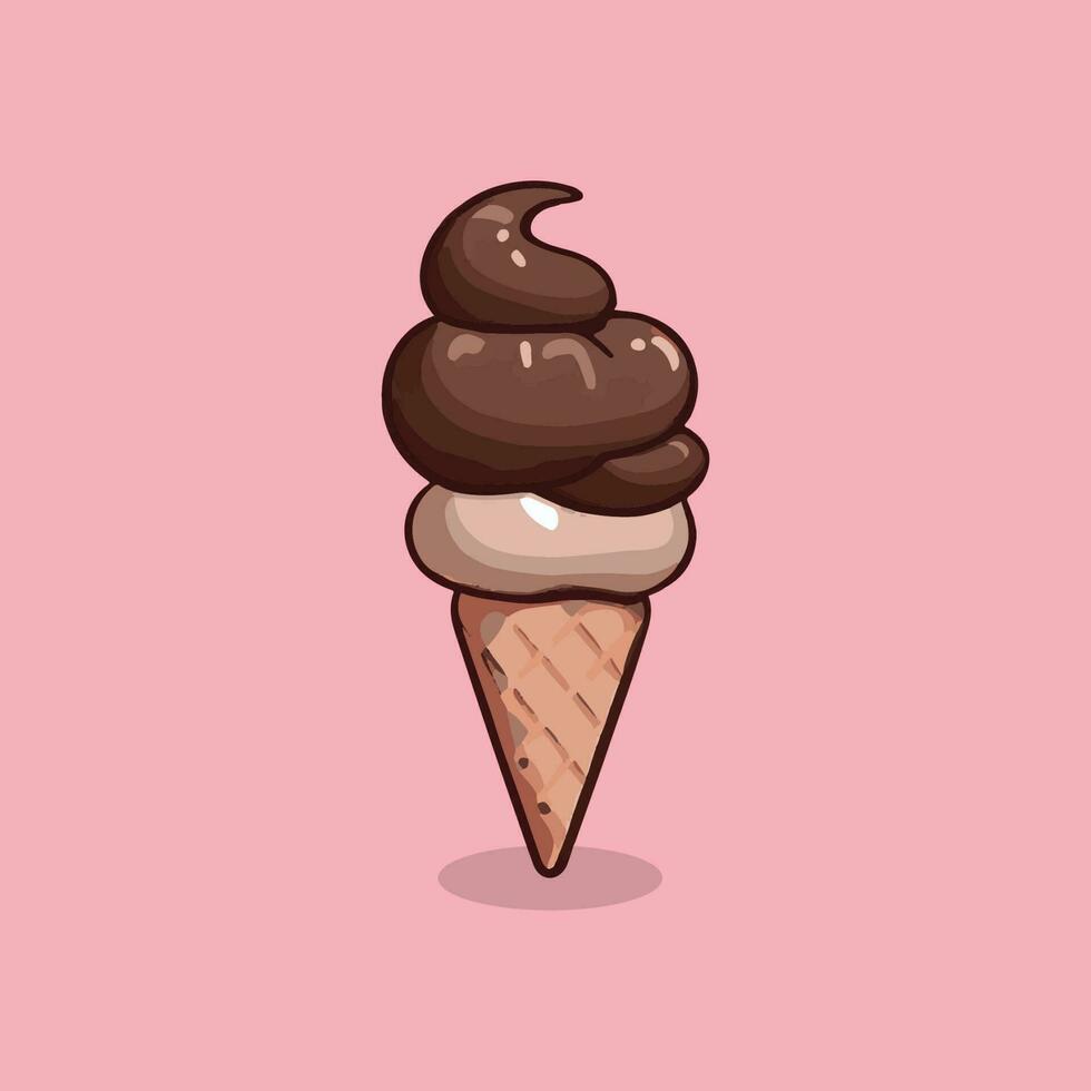 ice cream cartoon vector icon illustration dessert food icon concept isolated vector