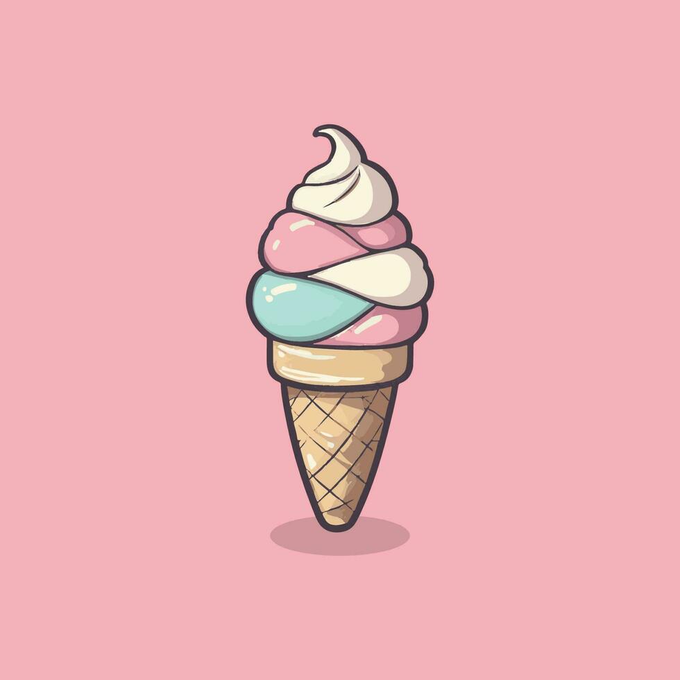 ice cream cartoon vector icon illustration dessert food icon concept isolated vector