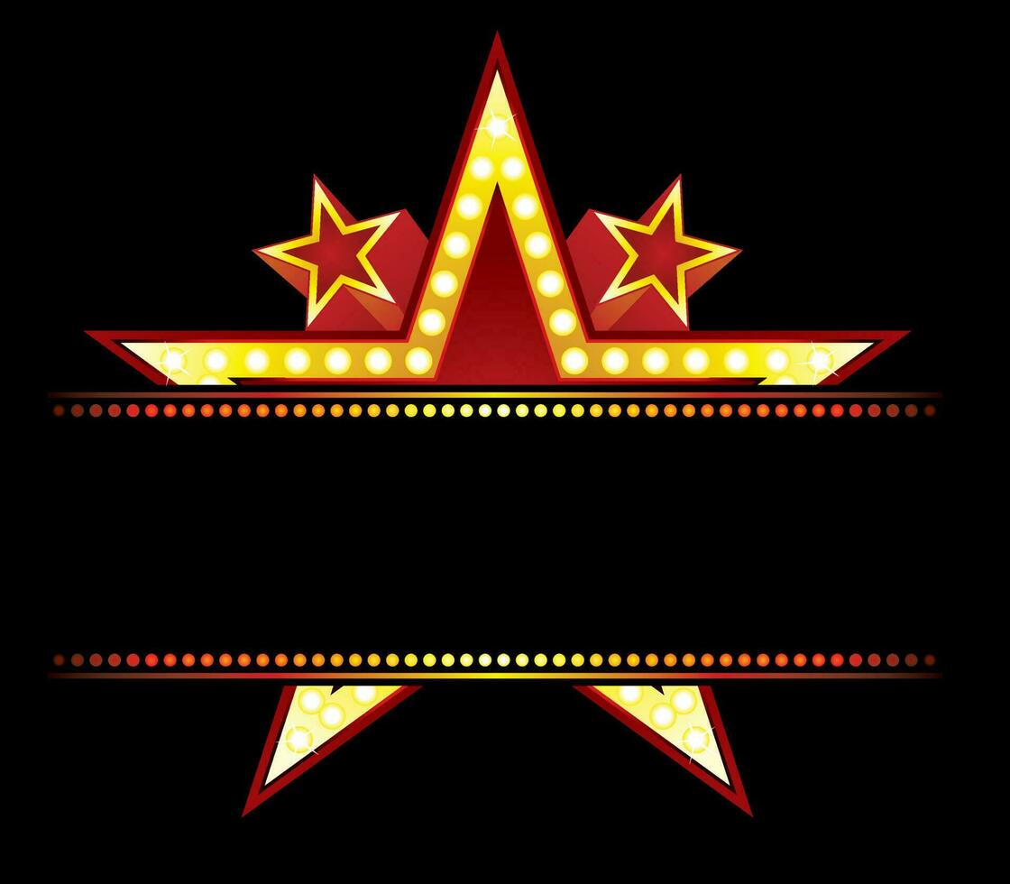 Big star behind blank neon sign vector