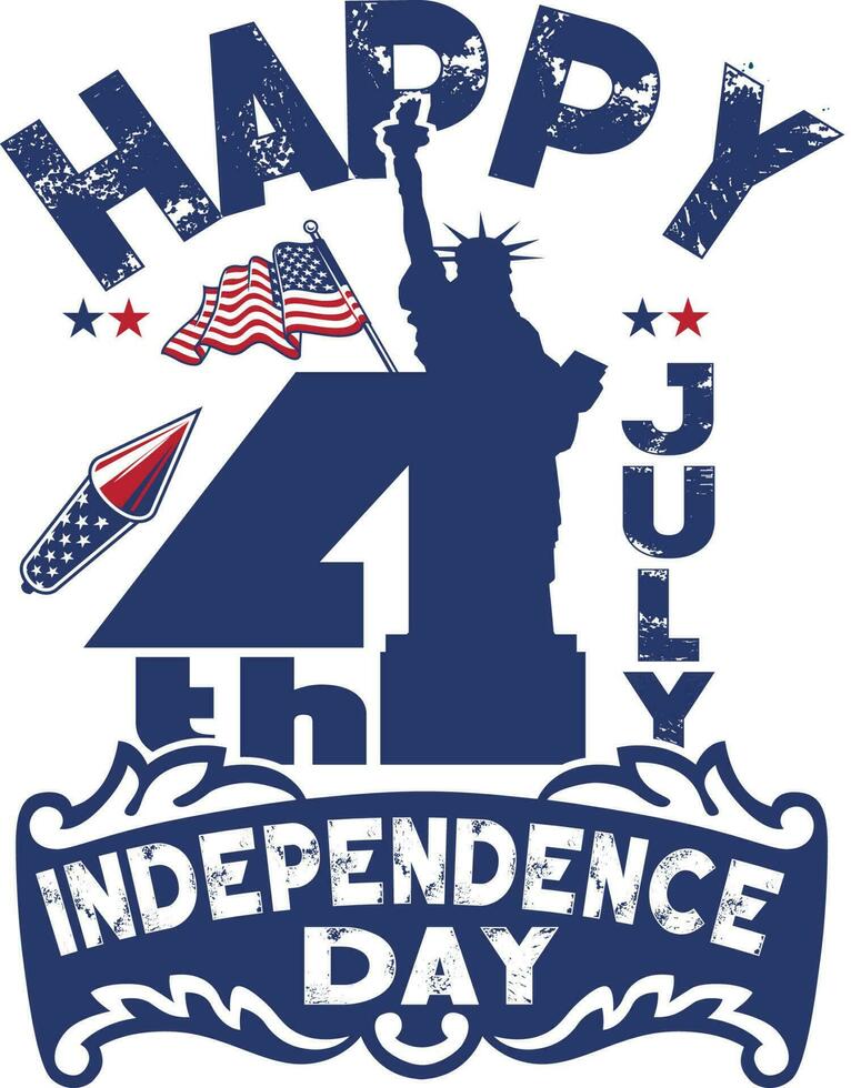Happy 4th July Independence day Typography T shirt Design vector