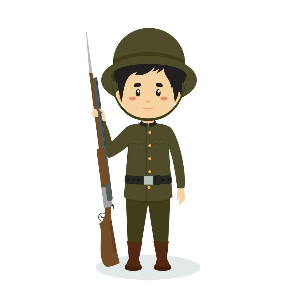 soldado personaje participación rifle vector