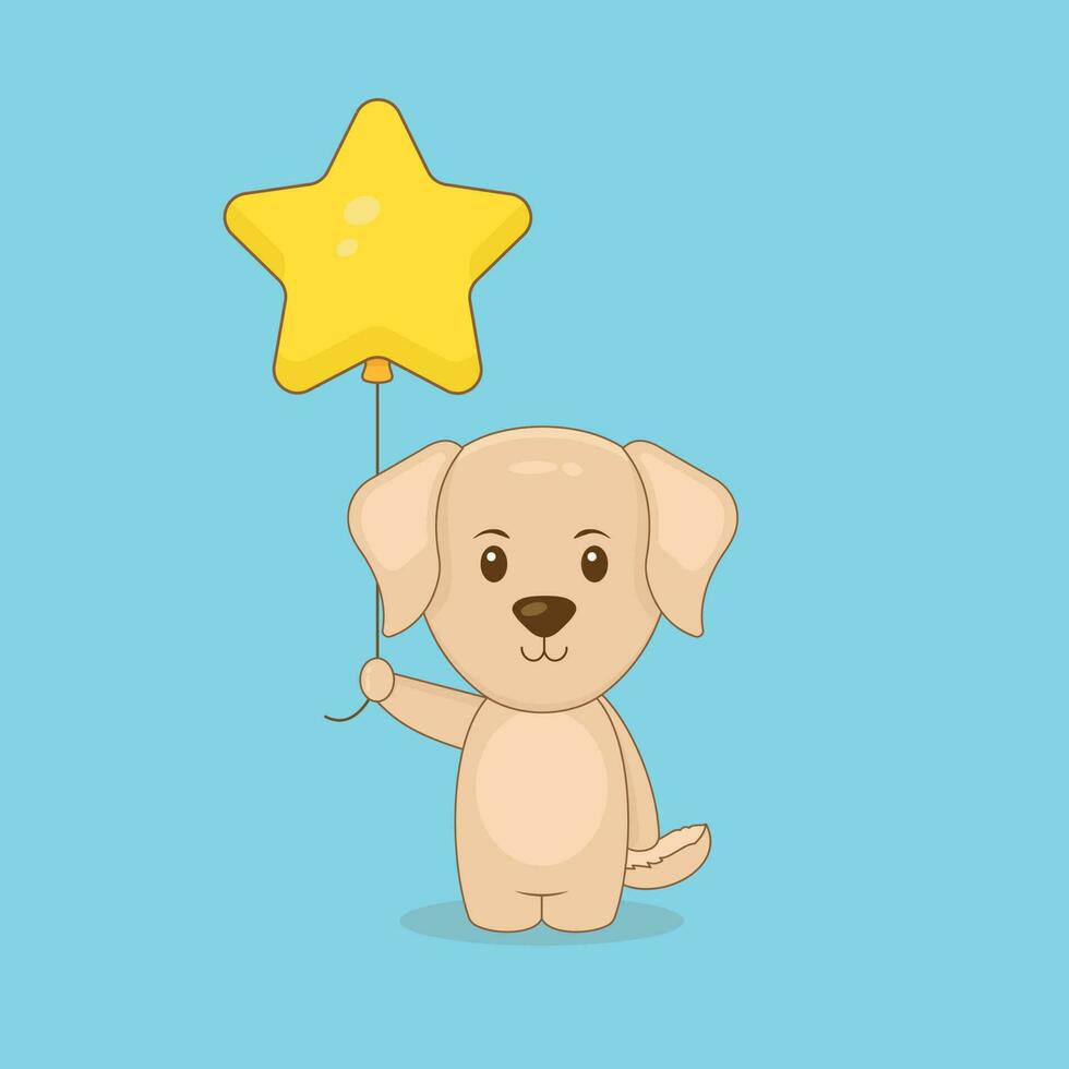 Cute Dog Holding Balloon Free Vector