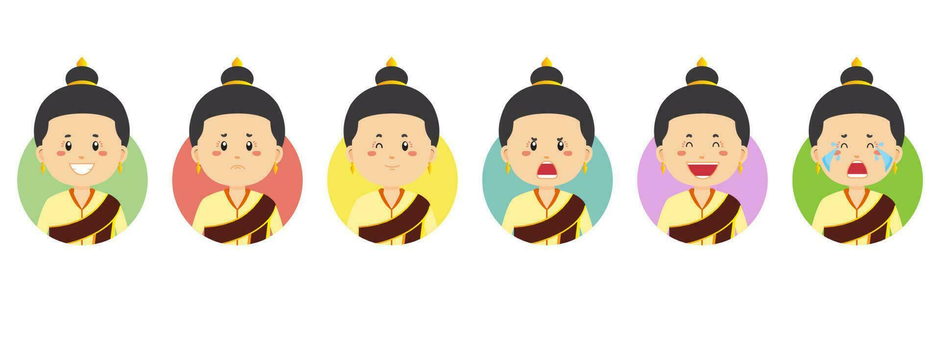 avatar de laos con varias expresiones vector