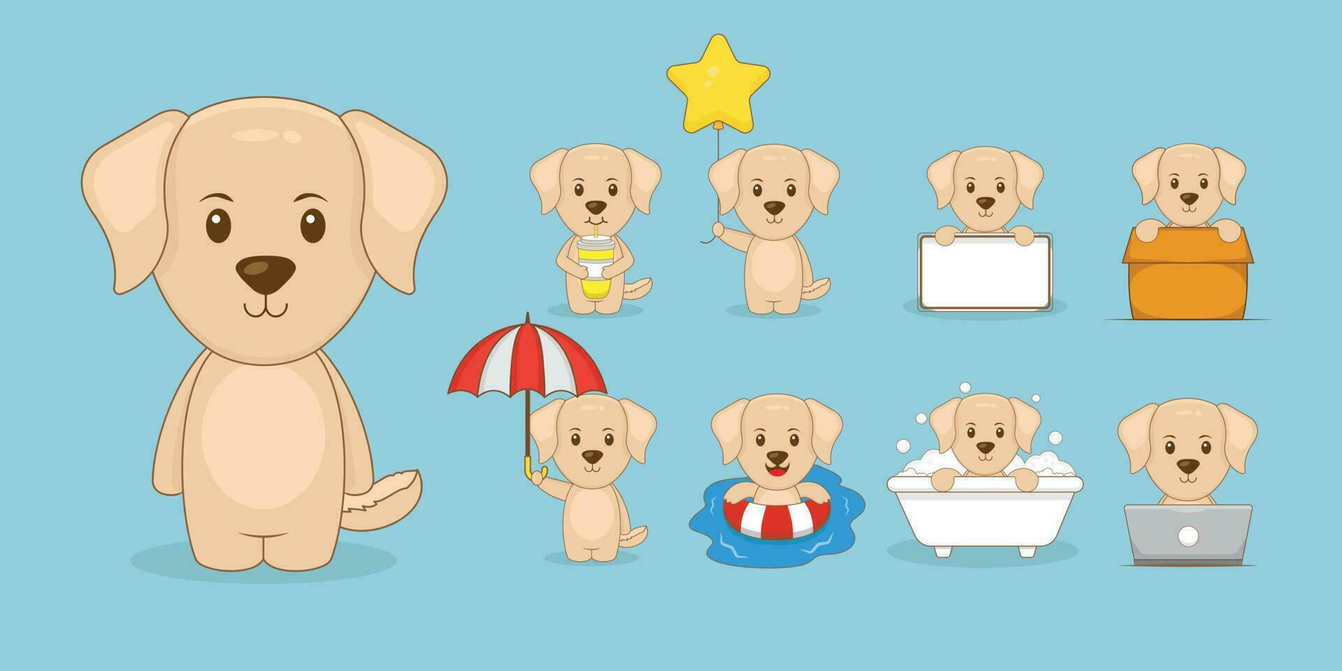 Cute Dog With Various Activity vector