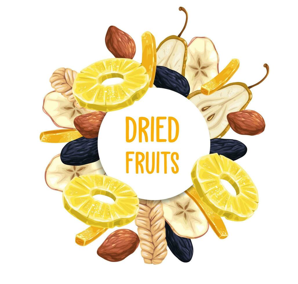 Dried fruits vegetarian dessert vector poster