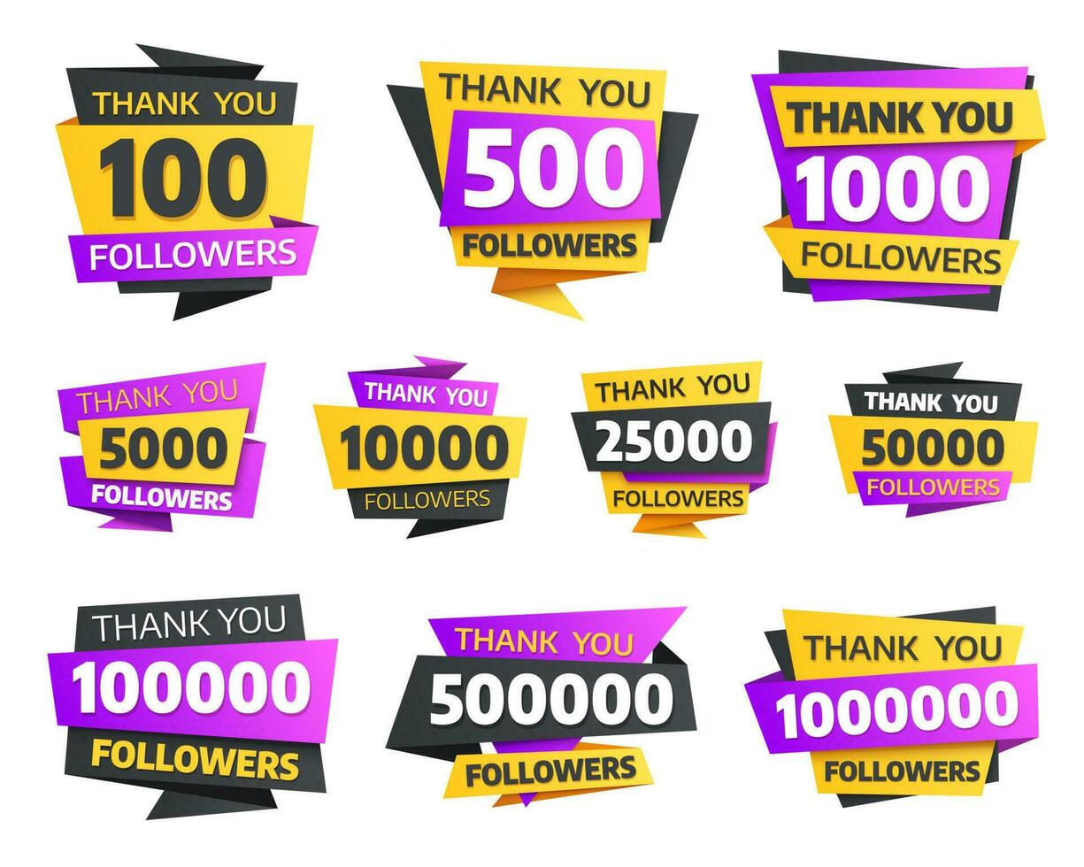 Labels or stickers for followers milestone set vector