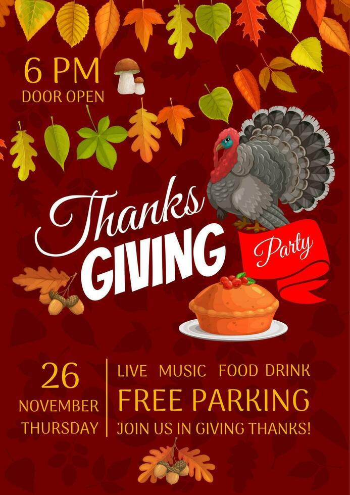 Thanksgiving party vector flyer celebration invite