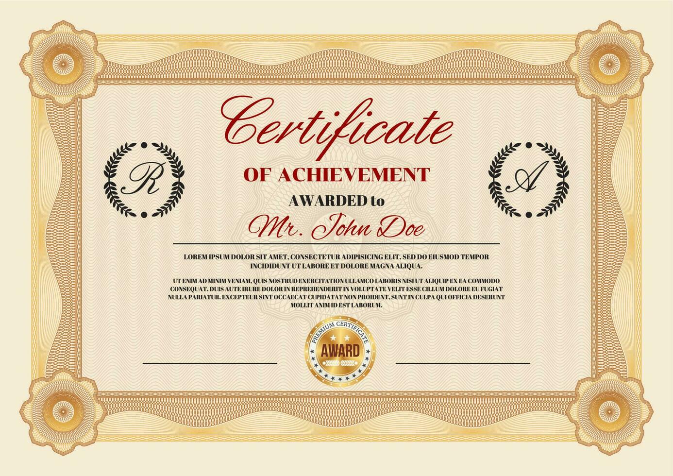 Certificate of achievement or appreciation diploma vector