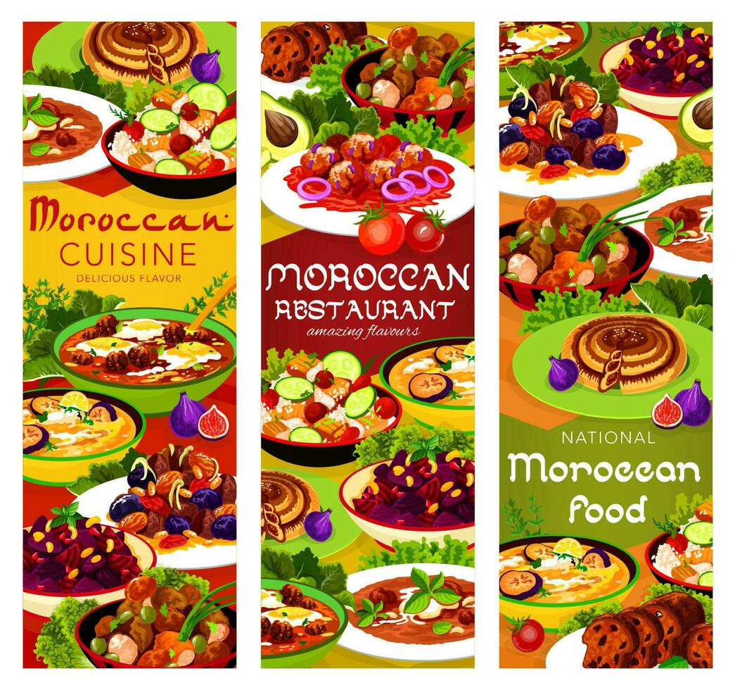 Moroccan food vector restaurant cuisine of Morocco