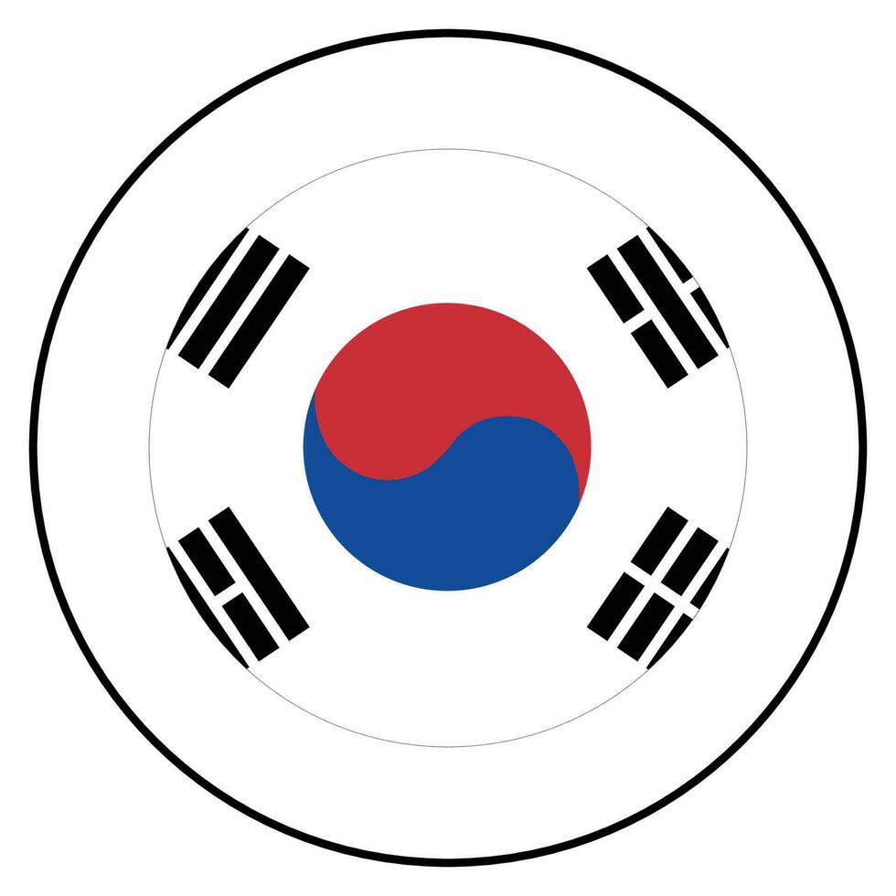 Flag of South Korea. South Korea flag in circle vector