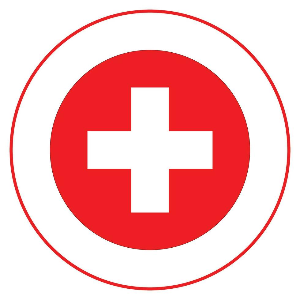 Flag of Switzerland in circle. Swiss flag in round circle. vector