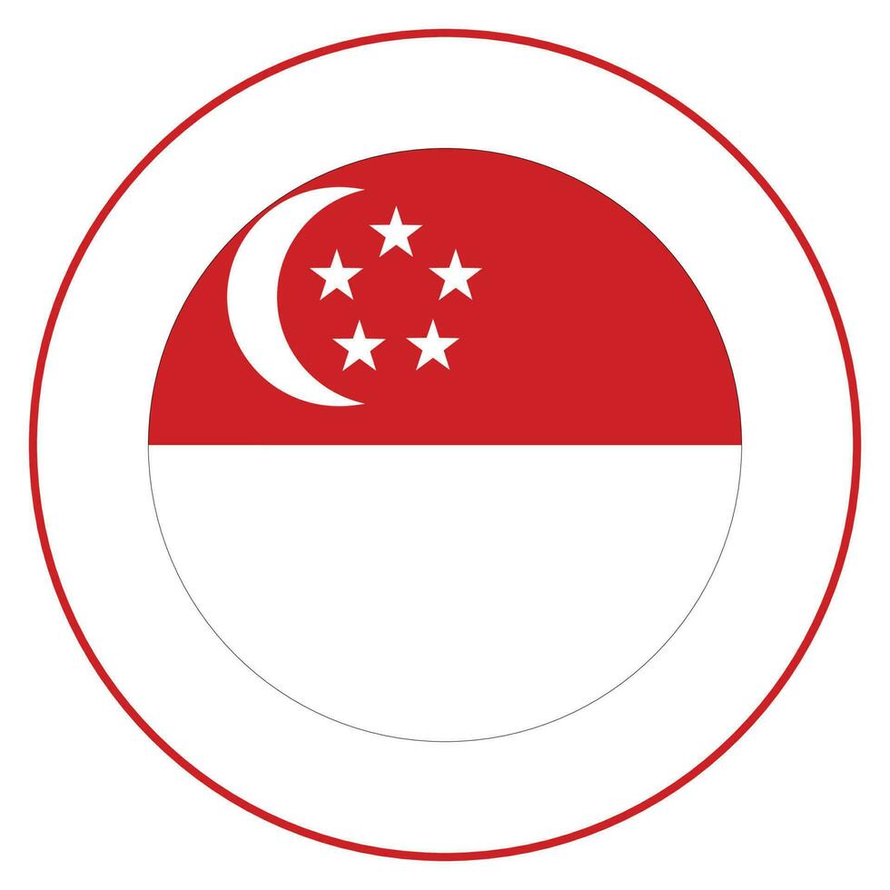 Singapore flag in circle. Flag of Singapore in circle vector