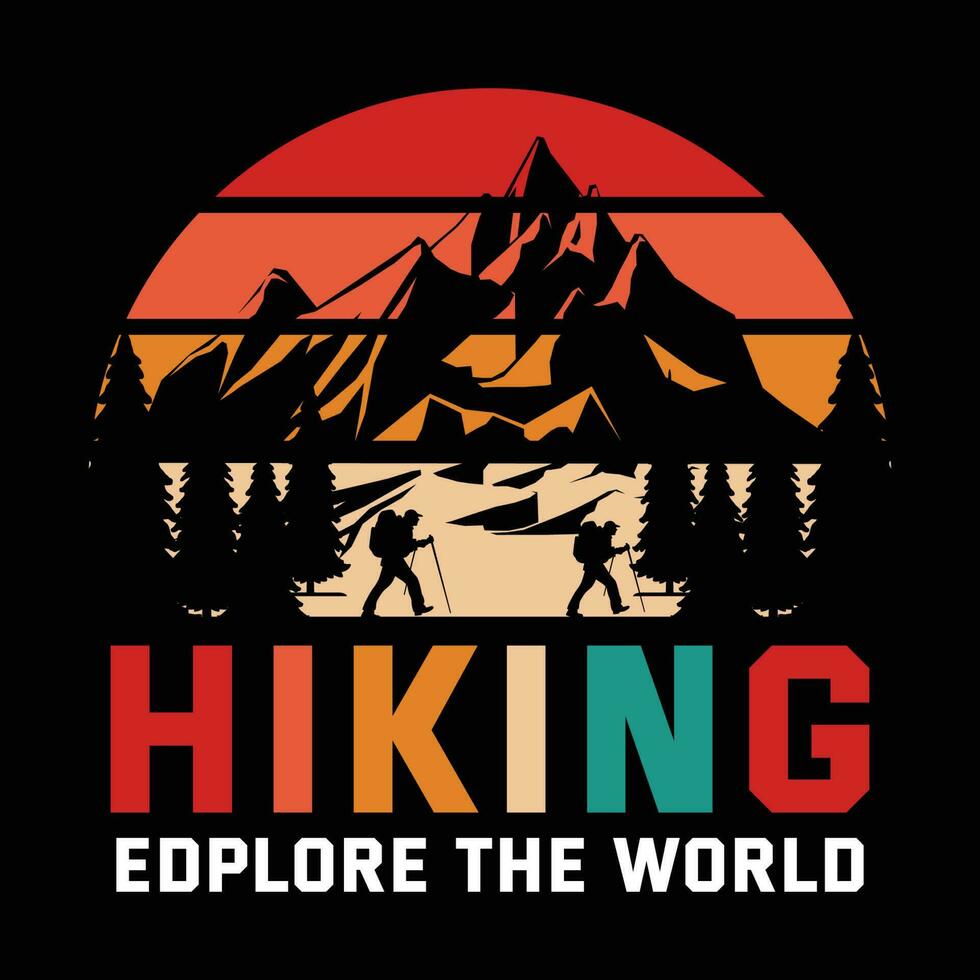 hiking explore the world illustration vector