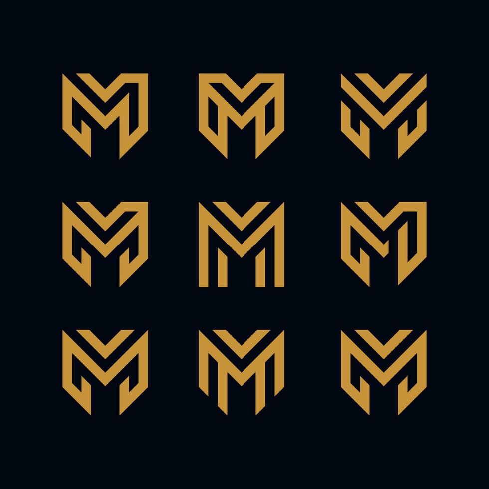 set of initial letter M monogram vector icon