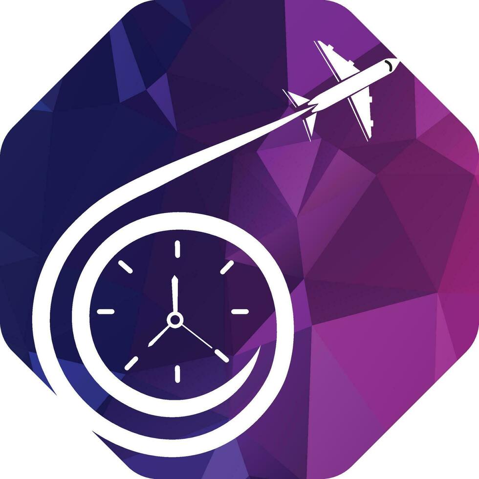 Travel Time logo designs concept vector, Plane and Timer logo symbol icon template vector