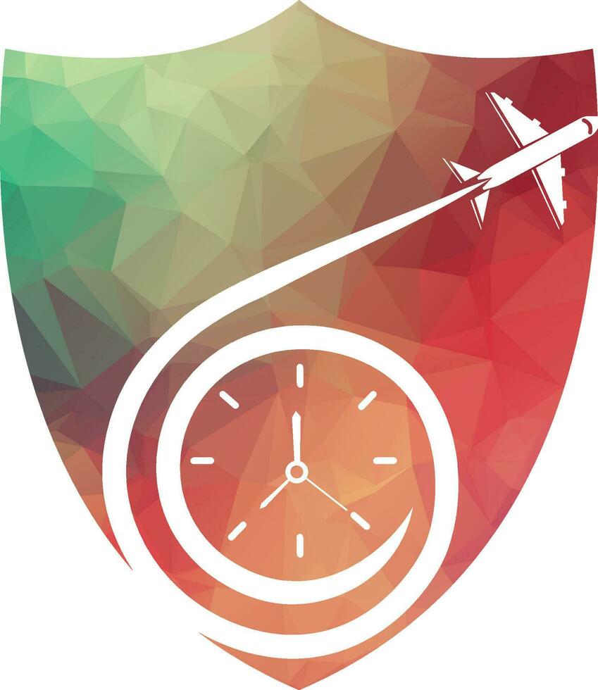 Travel Time logo designs concept vector, Plane and Timer logo symbol icon template vector