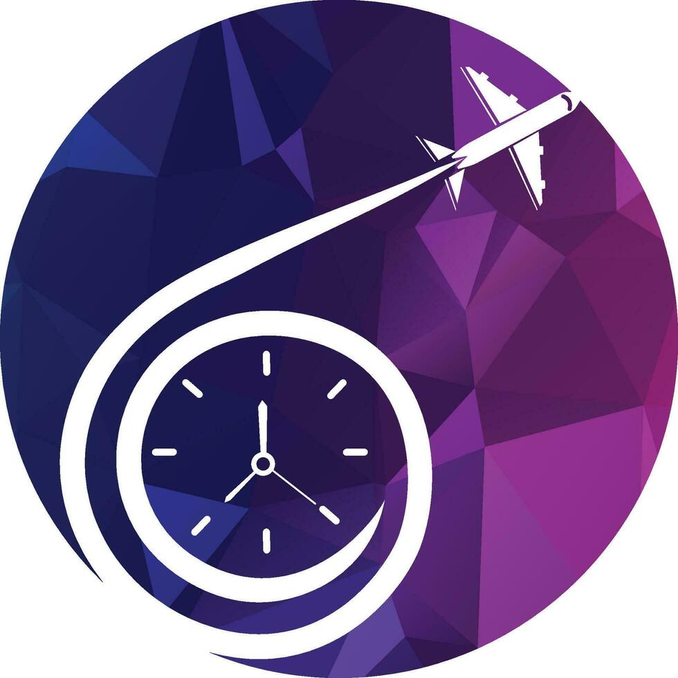 Travel Time logo designs concept vector, Plane and Timer logo symbol icon template vector